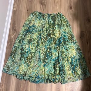 Woman’s green and blue print skirt